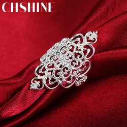 Hot new 925 Sterling Silver Rings For Women fine wide Retro elegant Fashion Party Gifts Girl student Charm wedding Jewelry
