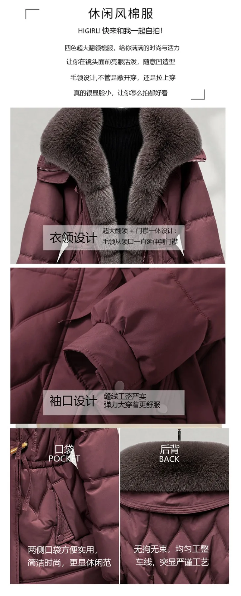 Parkas Women Down Cotton Jacket 2026 Winter Coat Large Fur Collar Warm Mid Long Cotton Padded Jacket Female Outerwear Overcoat