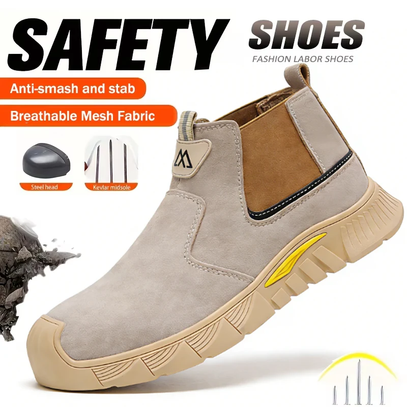 Safety Shoes Men Steel Toe Safety Mining Boots Anti-smash Puncture Proof Functional Shoes wear-resistant Construction Work Shoes