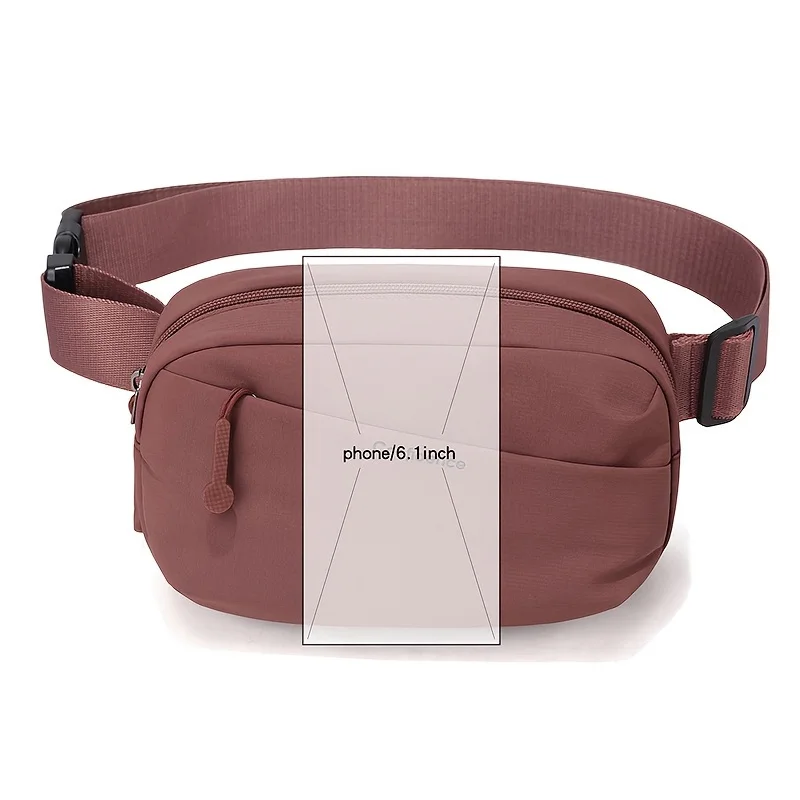 Praktische Damen-Gürteltasche aus Nylon mit mehreren Reißverschlüssen, verstellbarem Riemen, Umhängetasche für Outdoor-Reisen und den täglichen Pendelverkehr. – Detail 4