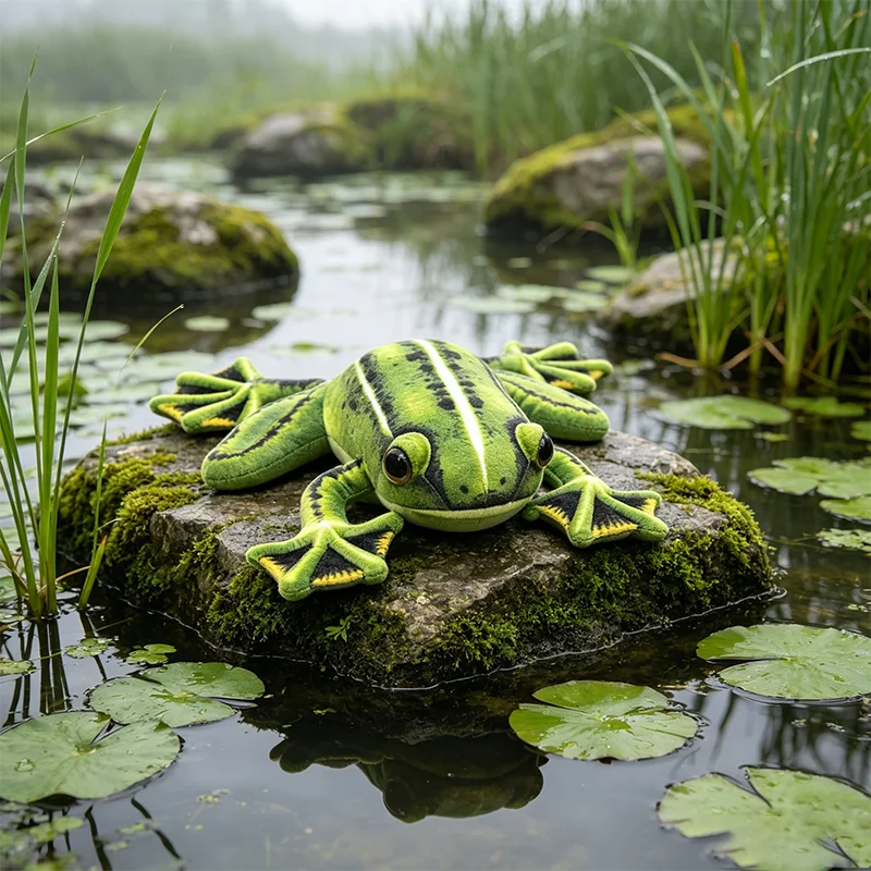 28CM Simulation Cute Green Frog Plush Toys Soft Fun Realistic Stuffed Animal Frog Plushies Doll Kid Baby Birthday Accompany Gif