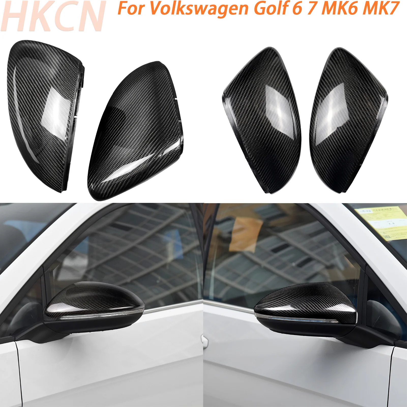 

For Volkswagen Golf 6 7 MK6 MK7 GTI Real Carbon Fiber Car Replacement Rearview Side Mirror Wing Cover Cap Exterior Case Trim