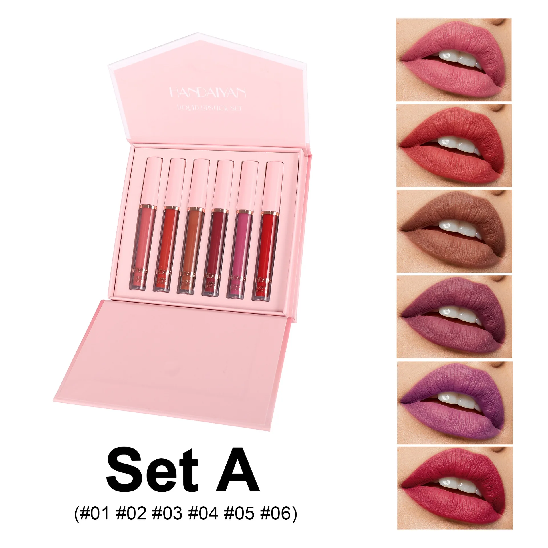 

HANDAIYAN 6 Color Liquid Matte Lip Gloss Set natural long-lasting waterproof non-stick cup without fading lip glaze lipstick