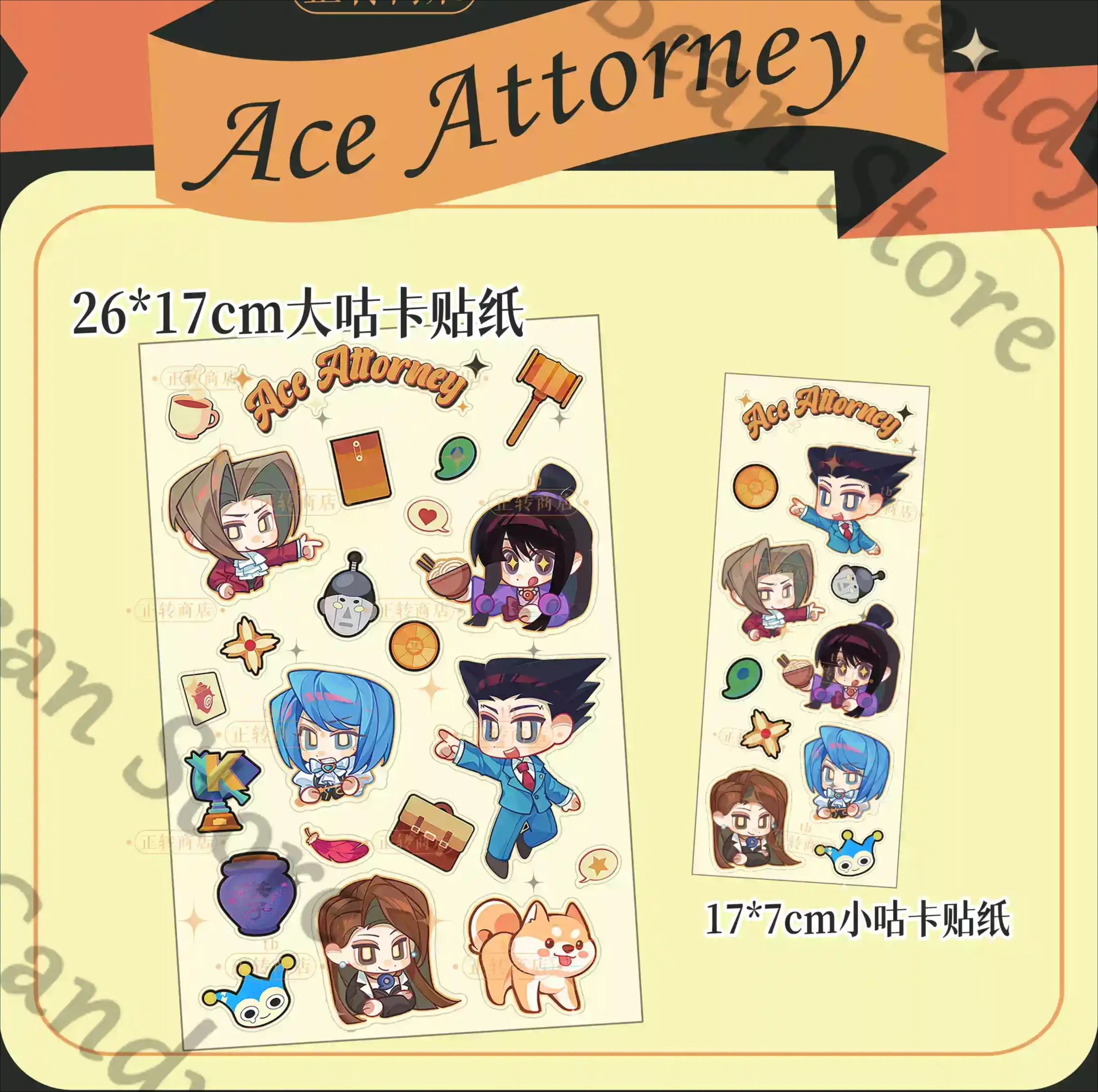 Anime Ace avocat Miles Edgeworth Phoenix Wright Mei Maya Cosplay autocollant pour animaux de compagnie dessin animé Paster décalcomanies Goo carte autocollants cadeau de noël