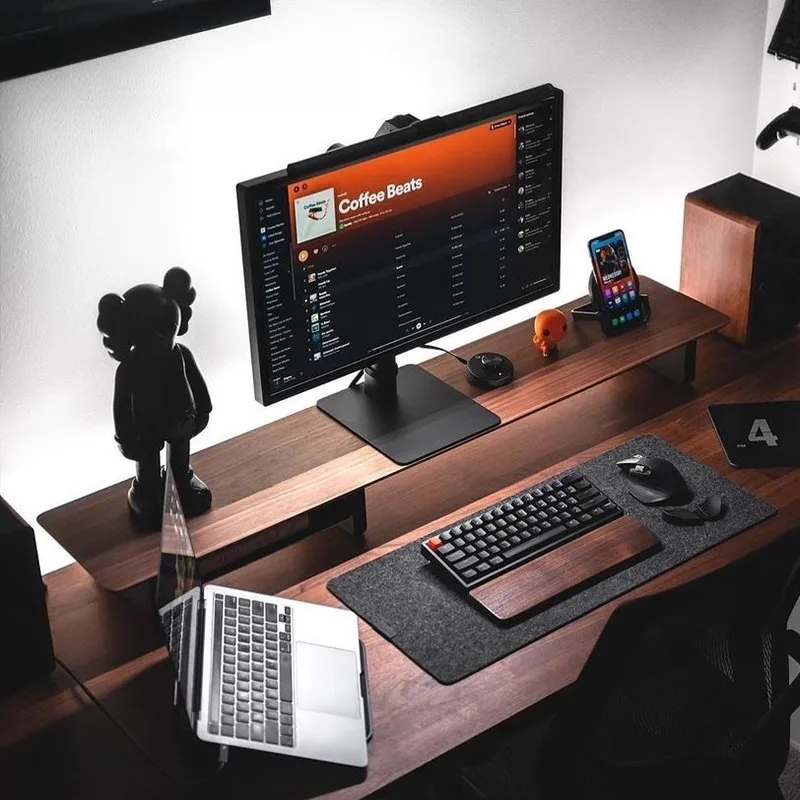 Z1 Monitor Height Increasing Rack Office Luxury Desk Setup E-sports Room Monitor Bracket Wooden Screen Stand with Compartments