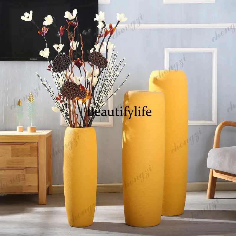 Ceramic floor-to-ceiling vase large flower arrangement dried flower living room home hotel ornament decoration, European style