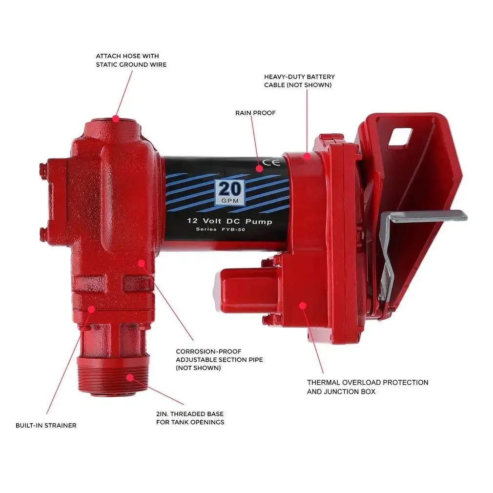 Barrel Mounted Electric Petrol Fuel Pump Assembly DC 12V 24V Ex-proof Fuel Transfer Pump for Diesel, Gasoline, Heptane