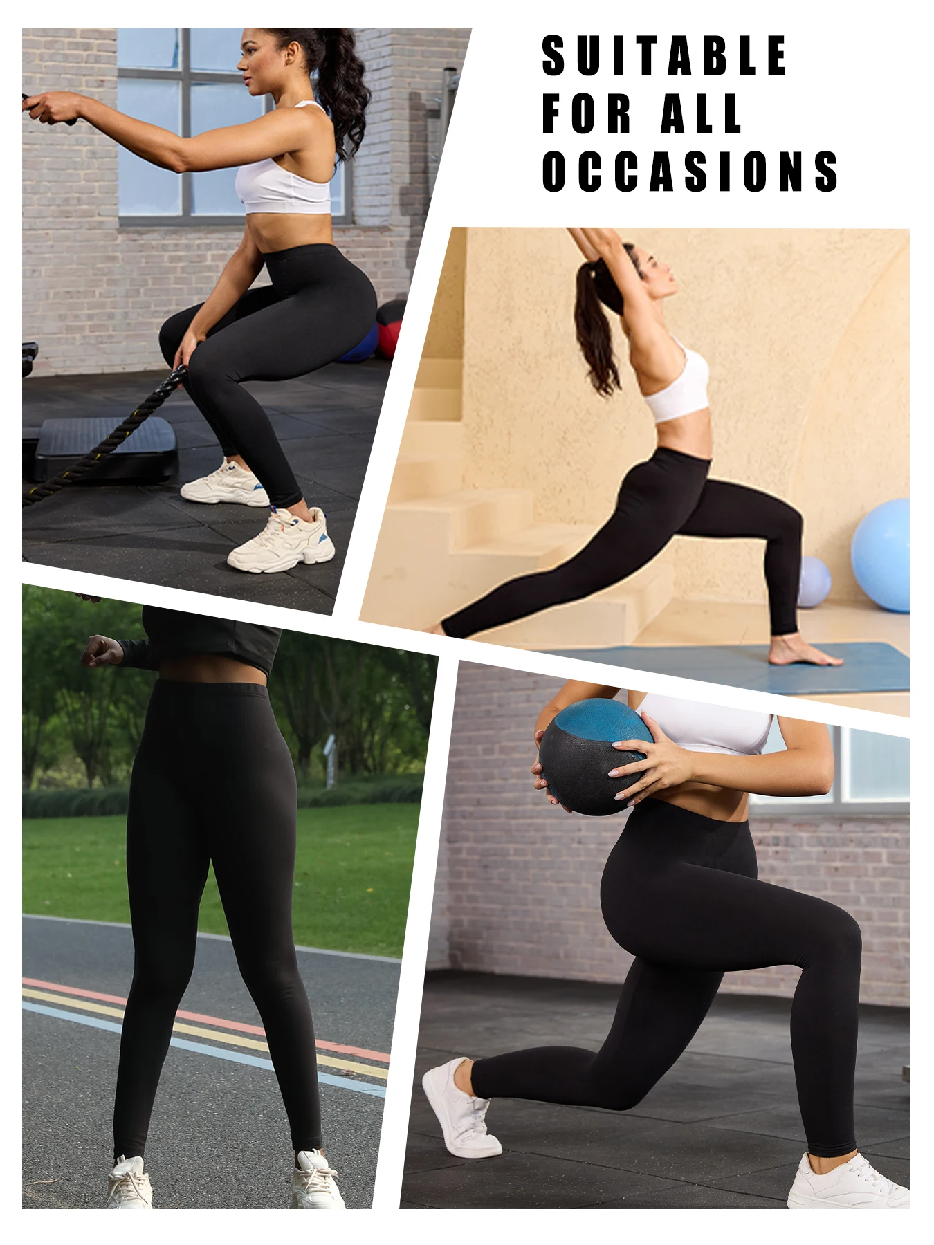 เลกกิ้งซุปเปอร์ซอฟท์ทรงโลว์ไรซ์ 5 แพ็คสำหรับผู้หญิง - กางเกงรัดรูปยืดหยุ่นสูงสำหรับใส่โยคะ วิ่ง ออกกำลังกาย ใส่ลำลอง