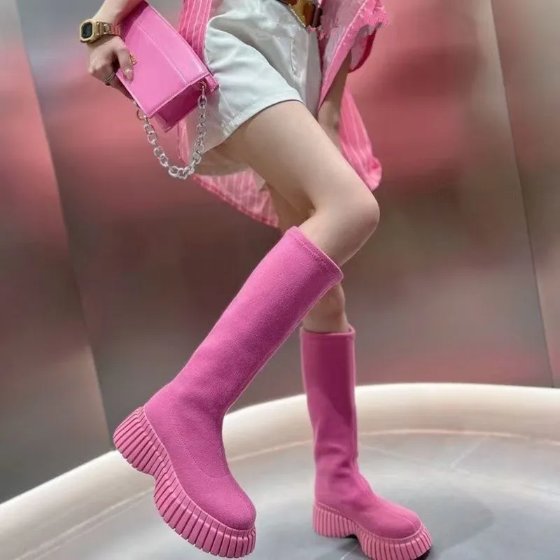 

2025 Fall fashion boots - Women's thick-soled height-increasing eye-catching comfortable slim-foot elastic long boots