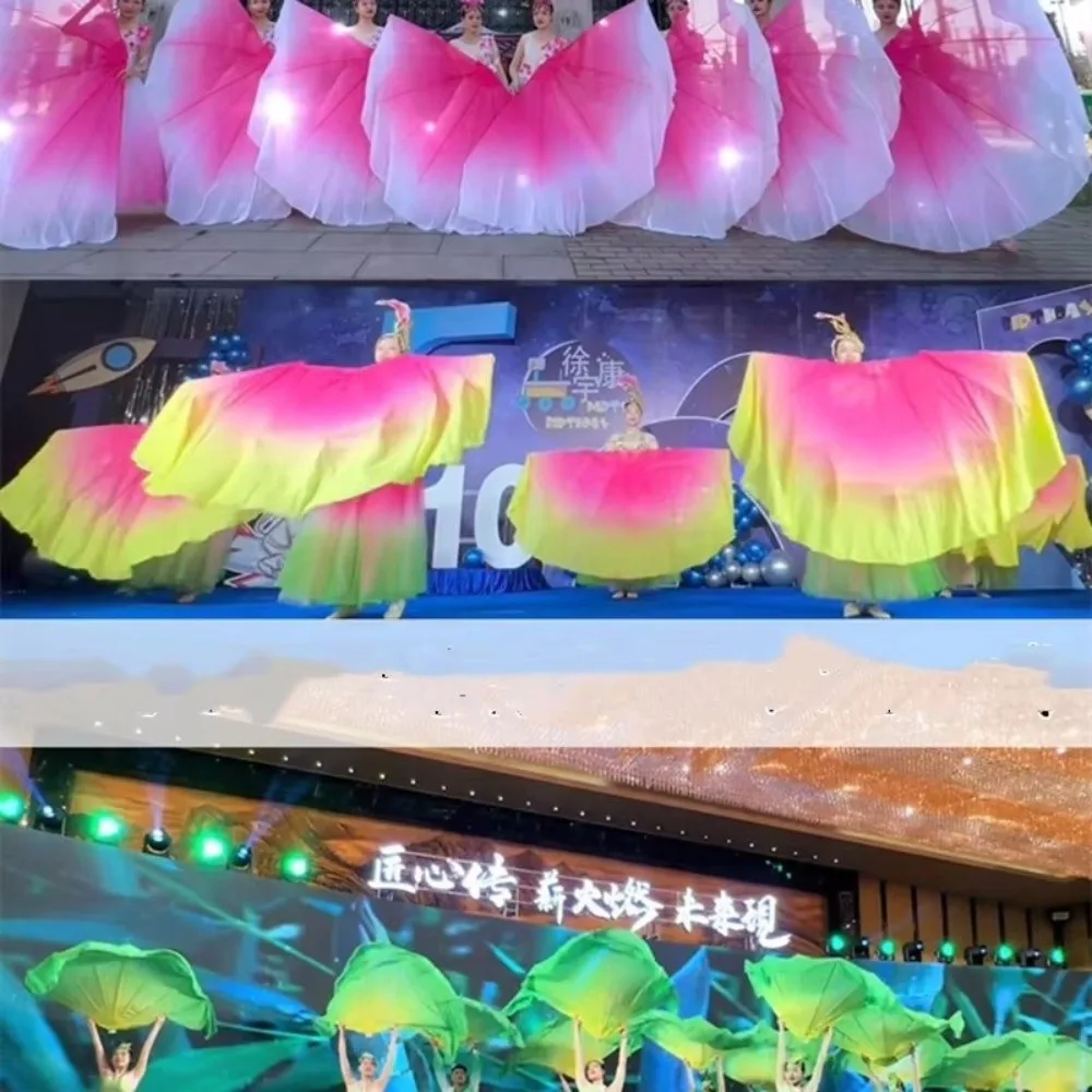 Fishbone Veil Fishbone Fan Light Weight Gradient Color Opening Stage Props Flowy Long Soft Dance Yangko Fan Dance Supplies