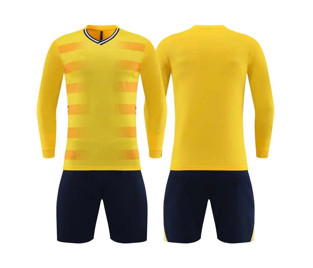 

Custom Logo And Name Soccer Wear Mens Football Team Kits Round Neck Sportswear Long Sleeve Soccer Uniform For Kids