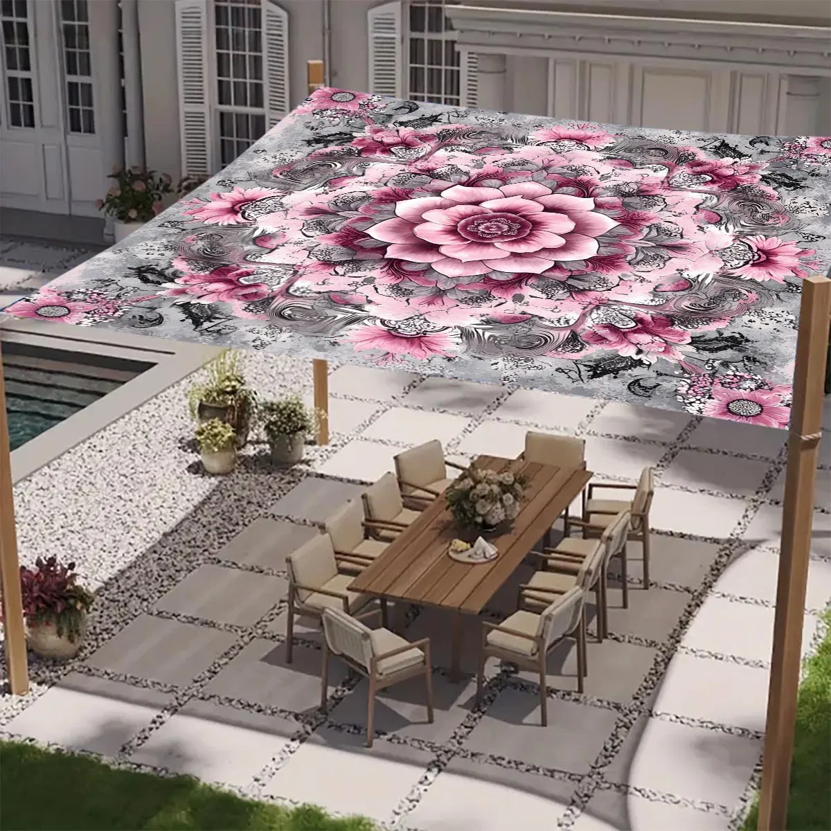 Mandala Print Camping Sunshade Tent Camping Tarpaulin Picnic Cover Outdoor Camping Tent Picnic Mat Terrace Balcony Ceiling Cloth