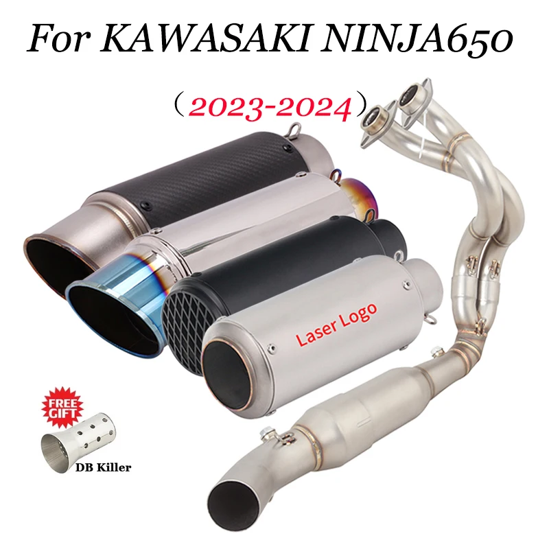 Slip On For Kawasaki Ninja650 2023 2024 Full Exhaust System Esacpe Muffler Front Mid Link Pipe Slip On 51mm Silencer DB Killer