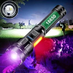 High-power Super Bright 2in1 White+Black Light UV Tactical Flashlight WorkLight Blood Pet Cat Dog Urine Detection Light Magnetic