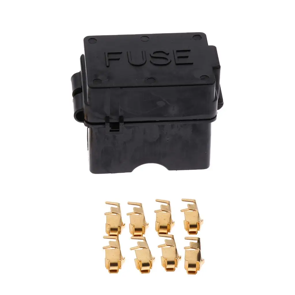 LED Warning Light Car Boat Fuse Holder 4 Way ATO ATC Blade Fuse Box Dustproof Automotive Fuse Block for Trike Marine