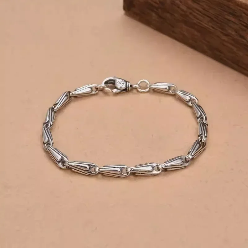 New Silver Color Simple Style Retro Bracelet Niche Design Mobius Men's Geometric Hip Hop Fashion Accessories