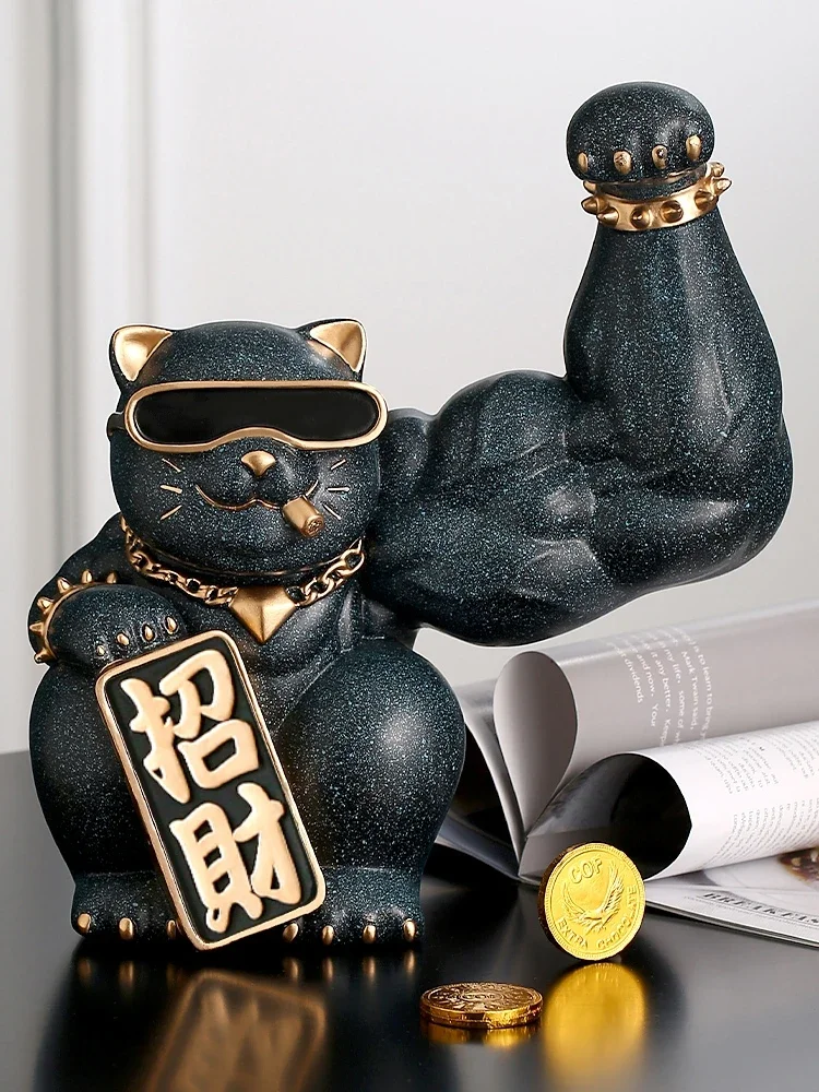Decoration Crafts Figurines Kirin Arm Robbery Ornament Powerful Muscle Decoration Sculpture Cat Moving Home Cashier Opening Gift