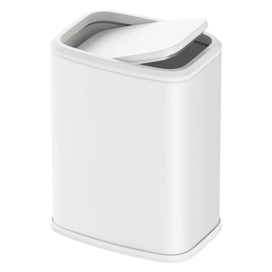

Маленькая мусорная корзина для ванной комнаты с откидной крышкой, 8 л (2,1 галлона), из нержавеющей стали, со съемным внутренним ведром, узкая модель