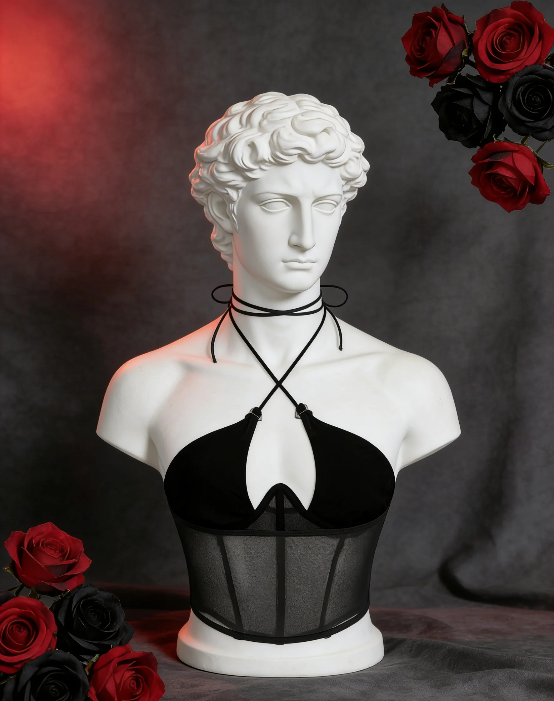【Fragments.One Choice, No More Choices.】Black Sexy Backless Sheer Ladies Tank Top, Hot Sweetheart Style with 3D Slim Fit