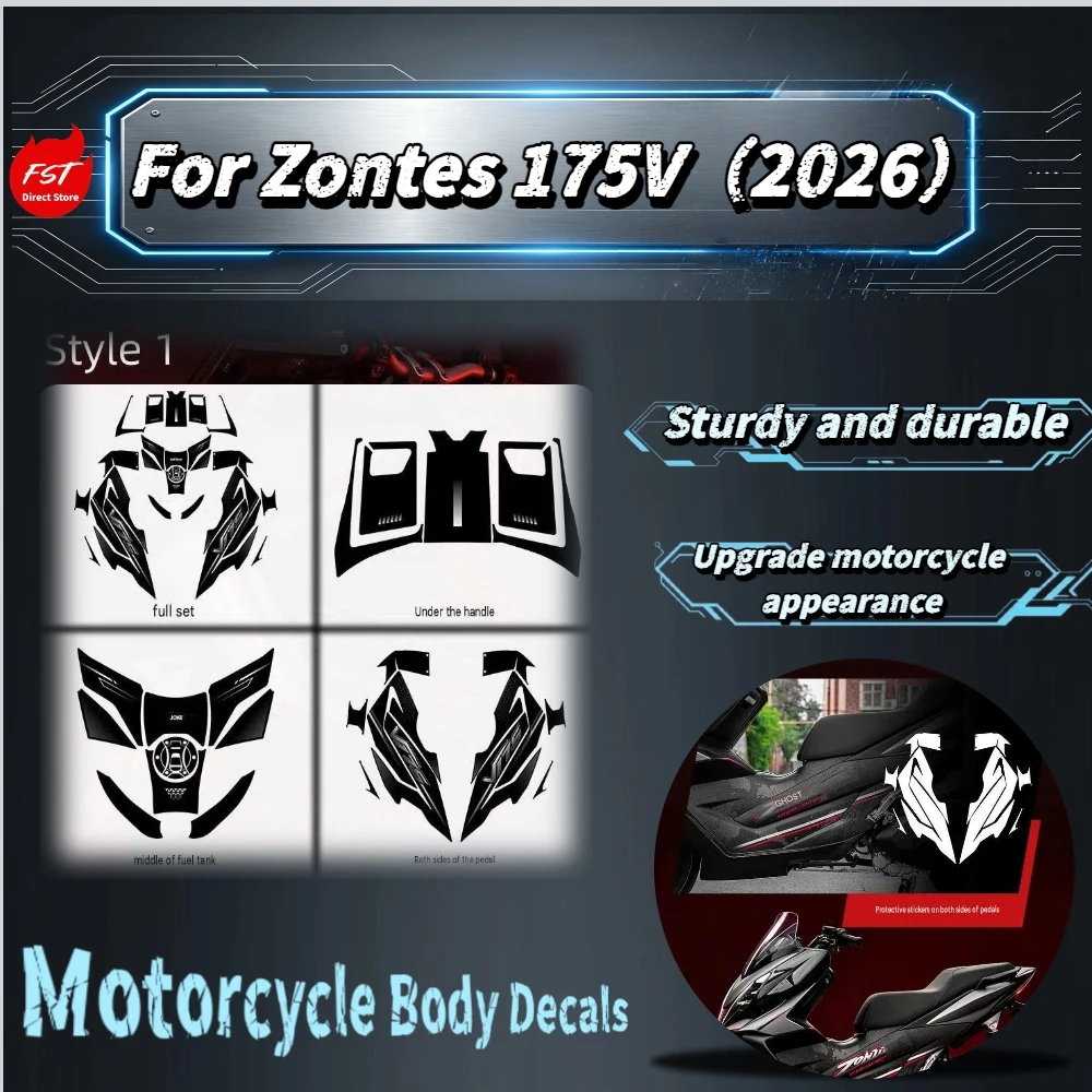 For ZONTES 175V 2026 Fuel Tank Protective Sticker Body Armor Decal Non‑Residue Adhesive Anti‑Scratch Mod Accessories