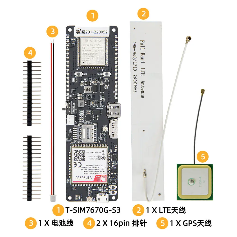 lilygo-t-sim7670g-s3-4g-lte-esp32-s3-development-board-gps-wireless-communication-module
