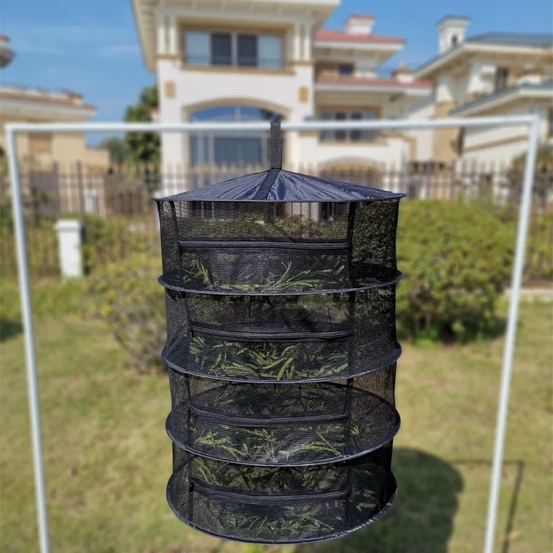 

4-layer zipper drying frame with diameter of 61cm closed plant drying net