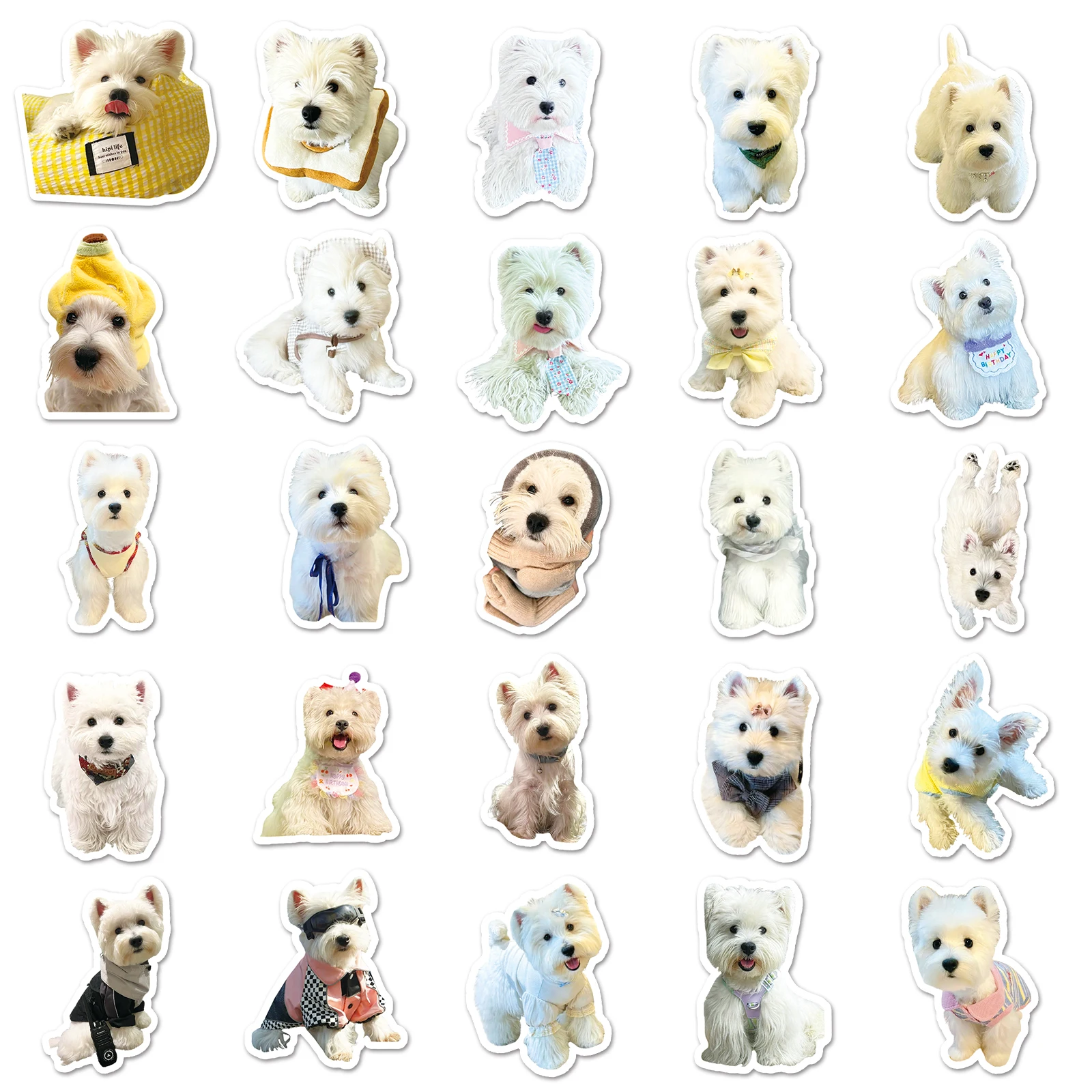 50pc Cartoon Funny West Highland White Terrier Graffiti Stickers Suitcase Laptop Skateboard Personalized Stickers