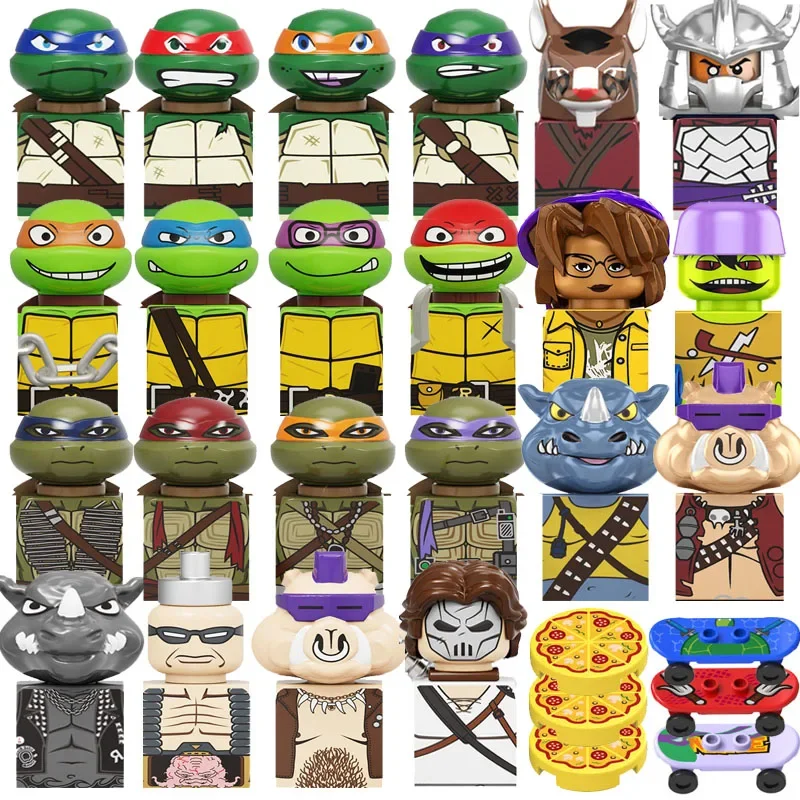 Ninja Turtles Leonardo Raphael Michelangelo Donatello Shredder Splinter Model Building Blocks Action Figure Cartoon Movie Toys