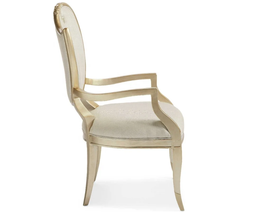 Quality American Contemporary Fontainebleau Padded Solid Wood Armrest Dining Chair