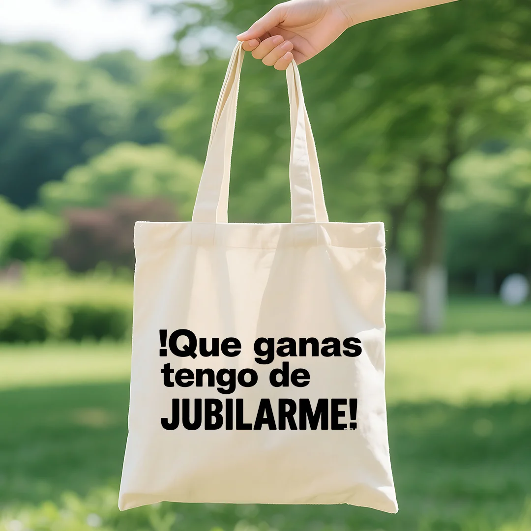 A Retirement Spanish Quotes Pattern Print Canvas Tote Bag, Suitable for Daily Use, Shopping, School, and Travel
