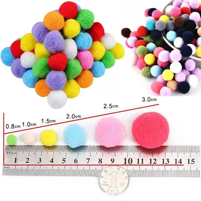 Pompones de 8/10/15/20/25/30MM pompones suaves pompones de peluche esponjosos manualidades DIY Pom Bola de pelo decoración navideña para el hogar suministros de costura