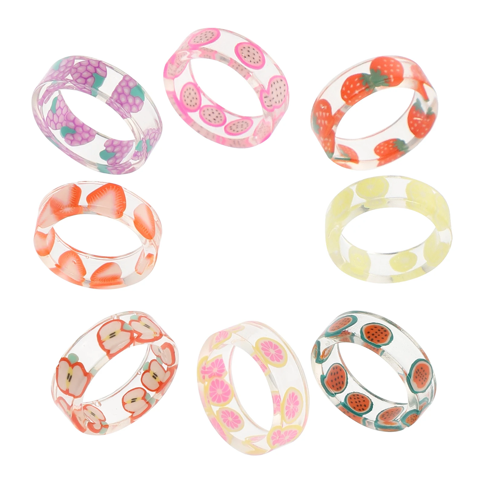

8Pcs Fashion Accessory Creative Craft Party Banquet Decor Gift Resin Craft Ring Finger Ring