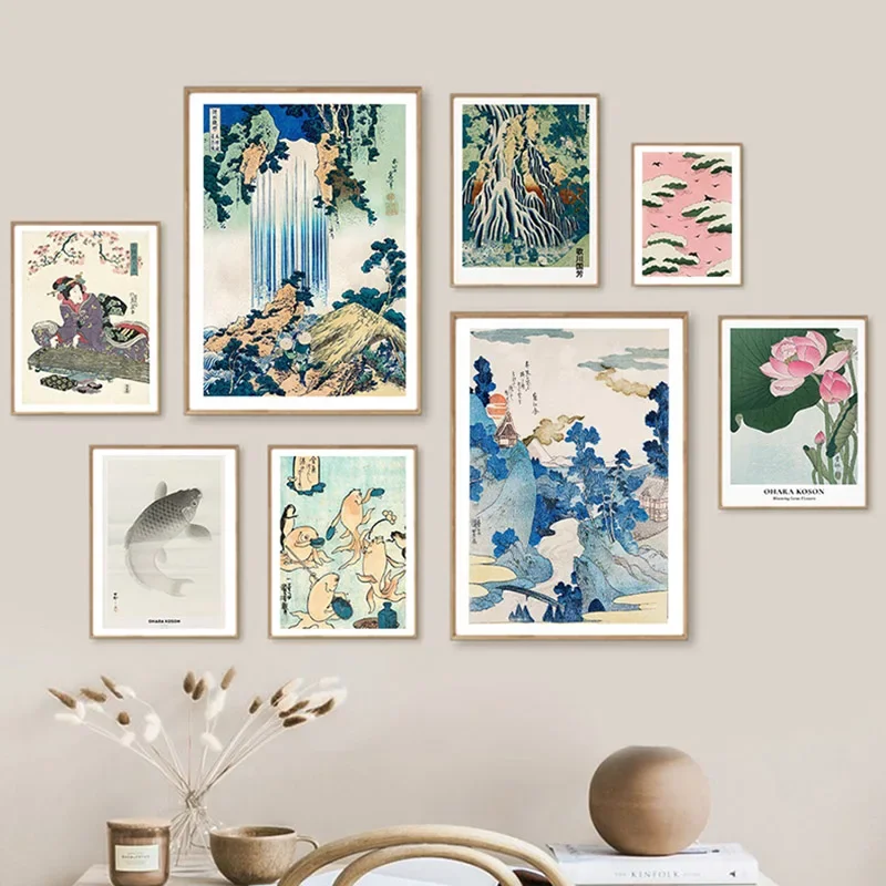 Hokusai Ohara Koson Japanese Art Poster Vintage Guest Room Home Bar Cafe Decoration Home Decoration Print Wall Poster Pictures