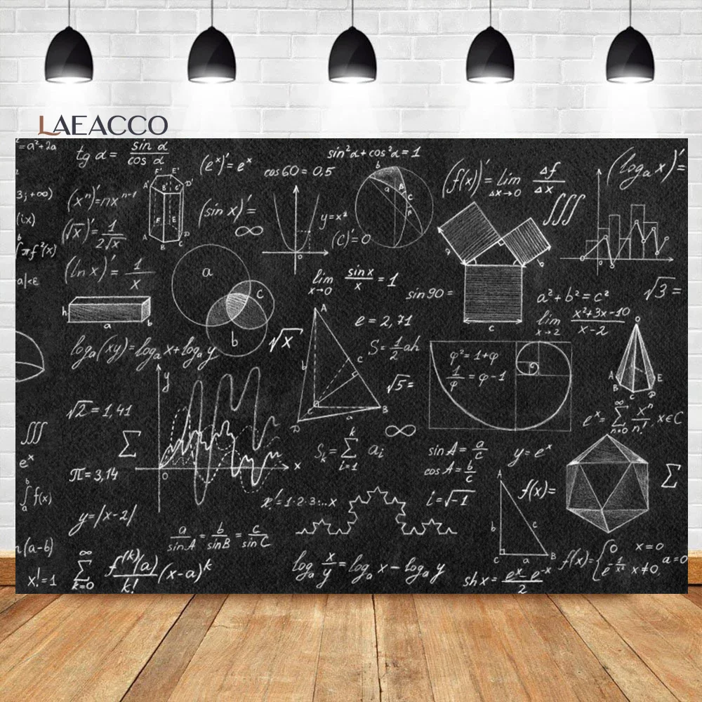 Laeacco Mathematics Course Classroom Backdrop Science Drawing Chalkboard Graduation Ceremony Kid Portrait Photography Background