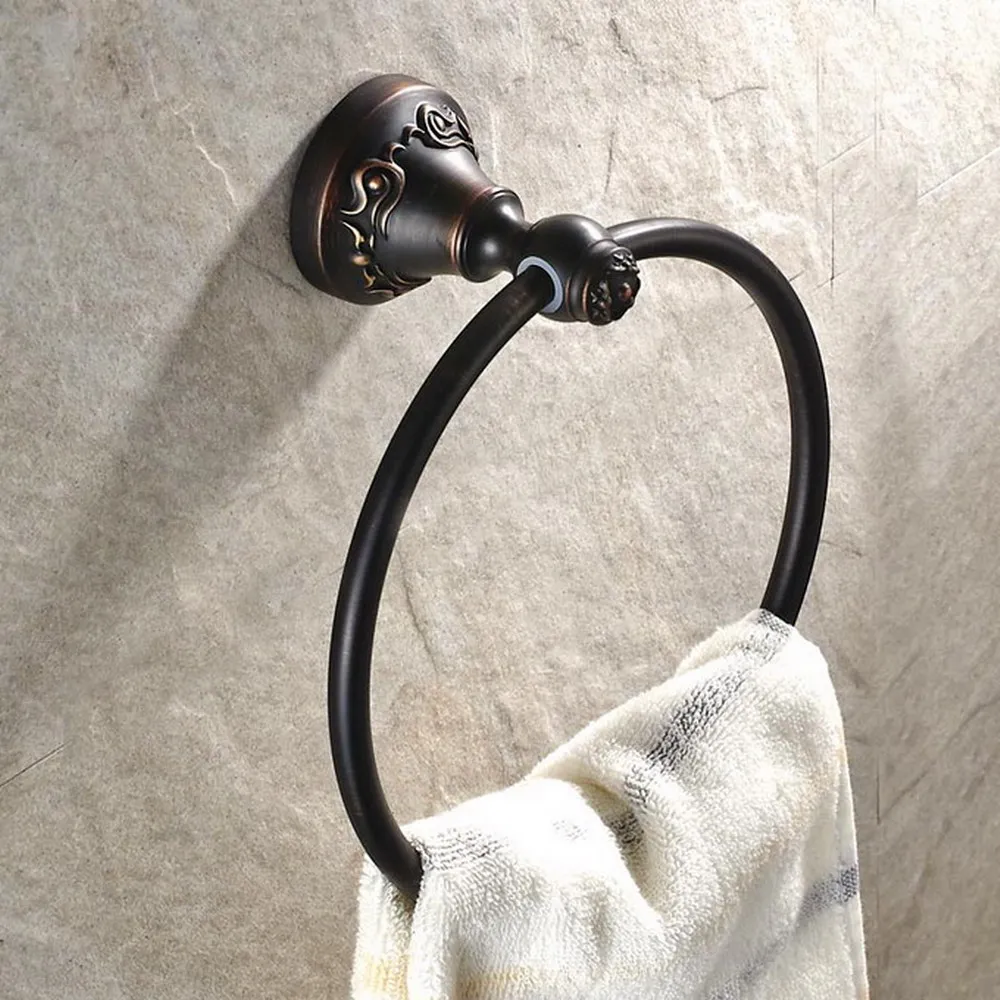 Towel Rings Black Oil Rubbed Bronze Towel Ring Towel Holder Bath Towel Bar Bathroom Accessories Home Decoration Nba446