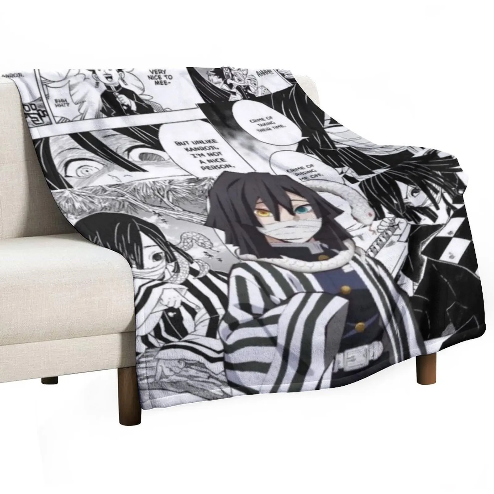 

Iguro Obanai Throw Blanket funny gift Sofas Fashion Sofas Luxury St Blankets