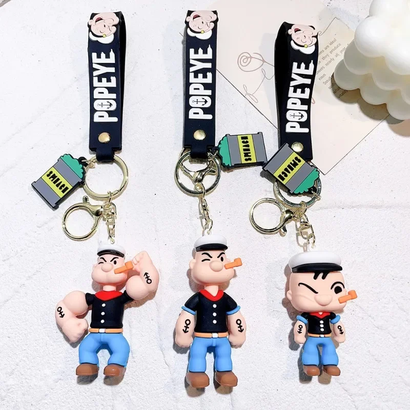 Creative Popeye Cartoon Peripheral Keychain Backpack Doll Pendant Accessories Car Keychain Friends Student Christmas Gift