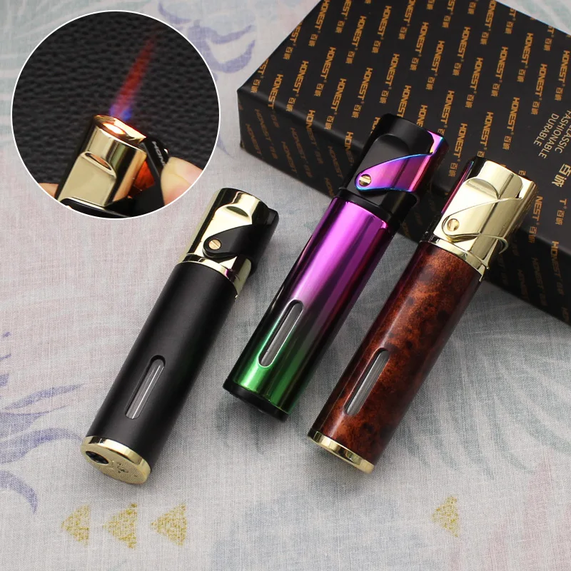 

Honest HOT Metal Mini Spray Gun Lighter Outdoor Windproof Jet Flame Inflatable Portable Moxibustion Cigar Lighter Smoking Gift