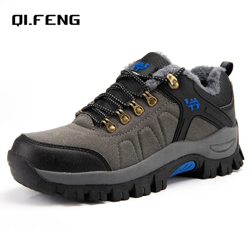 Winter Warm Casual Shoes Men Fur Walking Shoes Couple Autumn Footwear Classic Black Outdoor Sneakers Mountain Climbing Women