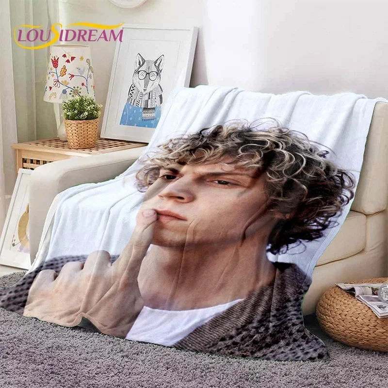 Latest Cute Evan Peters TV Actor Soft Flannel Blankets,Throw Blanket Comfortable Blanket for Picnic Beds Sofa Home Bedroom Gifts