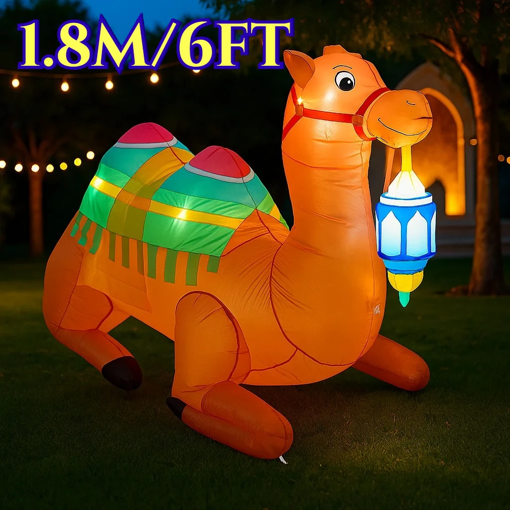 

Уличное праздничное украшение 1,8 м/6 футов Рамадан Мубарак мусульманский/исламский Ид встроенные светодиодные фонари надувная модель украшения игрушки