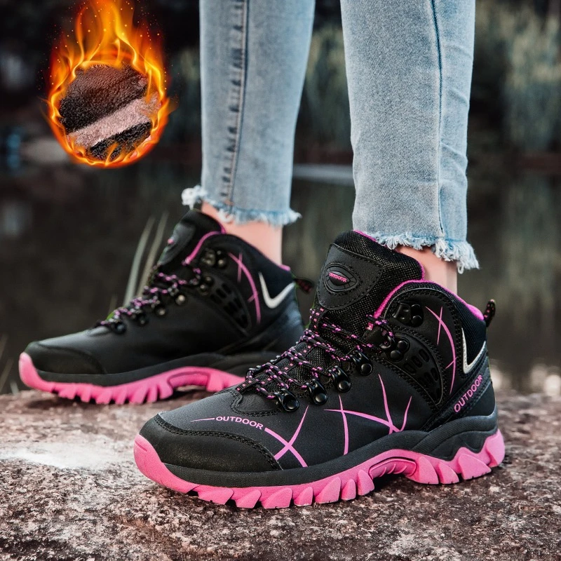 Unisex Winter Boots Men Women Casual Hiking Shoes Plush Warm Winter Snow Ankle Boots Waterproof Outdoor Trekking Boots Sneakers - Image 3