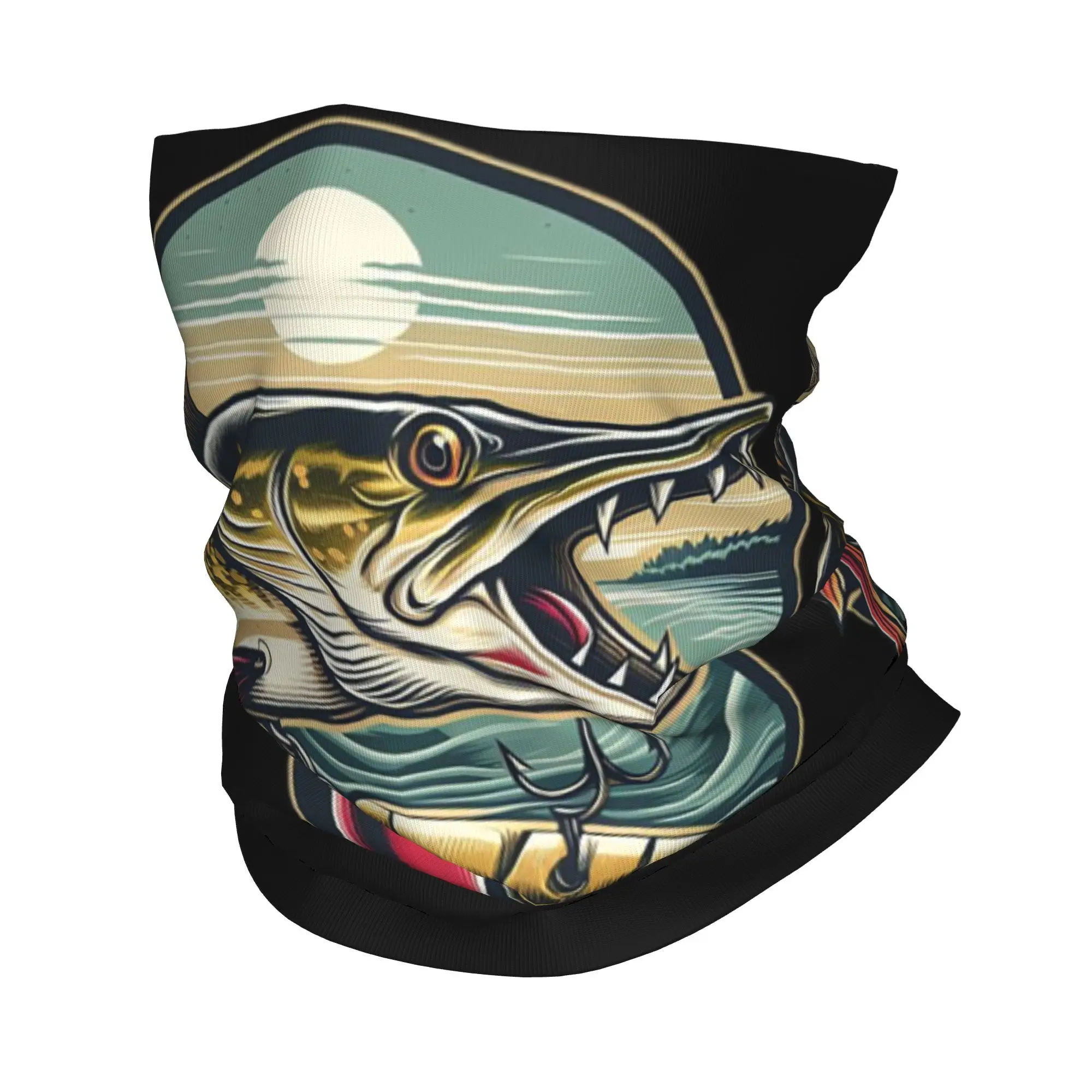 Pike caçador peixe pescador bandana pescoço capa impressa lenço mágico multifuncional máscara facial equitação unisex adulto à prova de vento