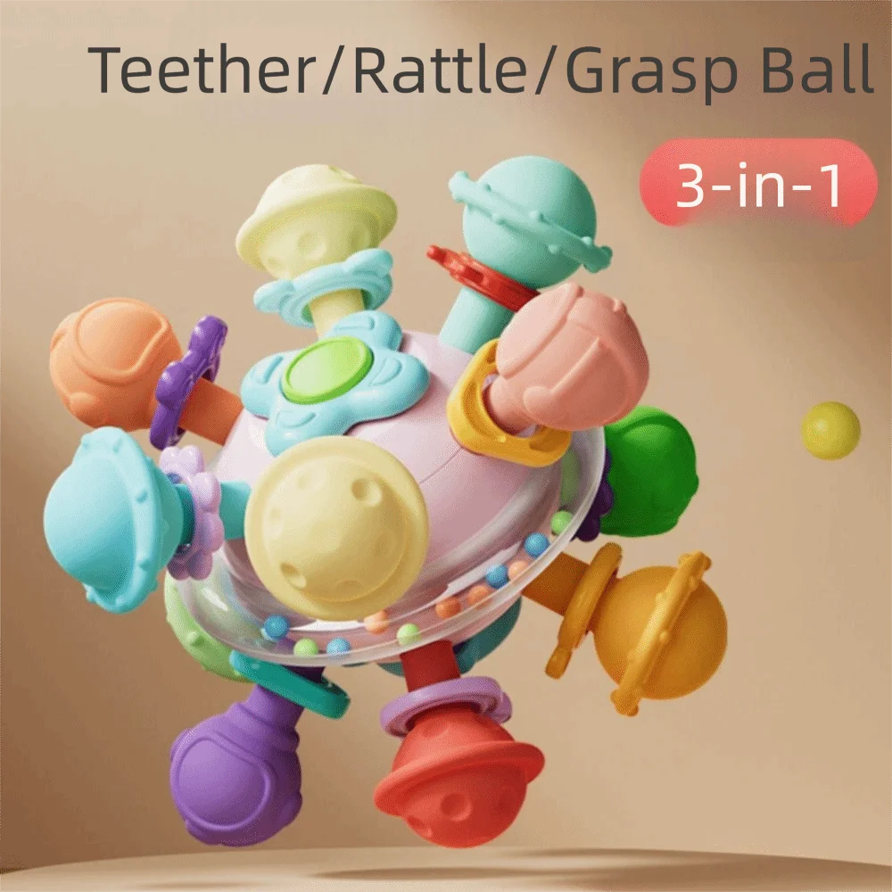 Food Grade Baby Rattles Toys Colorful BPA Free Multi-Sensory Baby Toy Lead Free Safety Sensory Chew Toys Grasping Activities