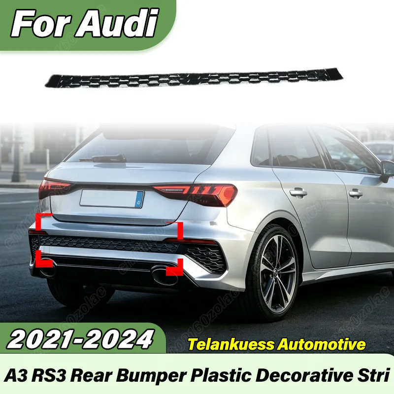 

For Audi A3 RS3 2021 2022 2023 2024 Automobile Rear Lip Honeycomb Decorative Strip Sports Racing Mesh Grille Cover Decoration