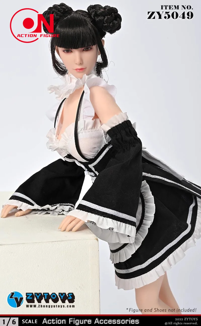 ZYTOYS ZY5049 1/6 Female Maid Outfit Maid Dress Armband Bow Tie Set Clothes Model Fit 12-inch Soldier Action Figure Body