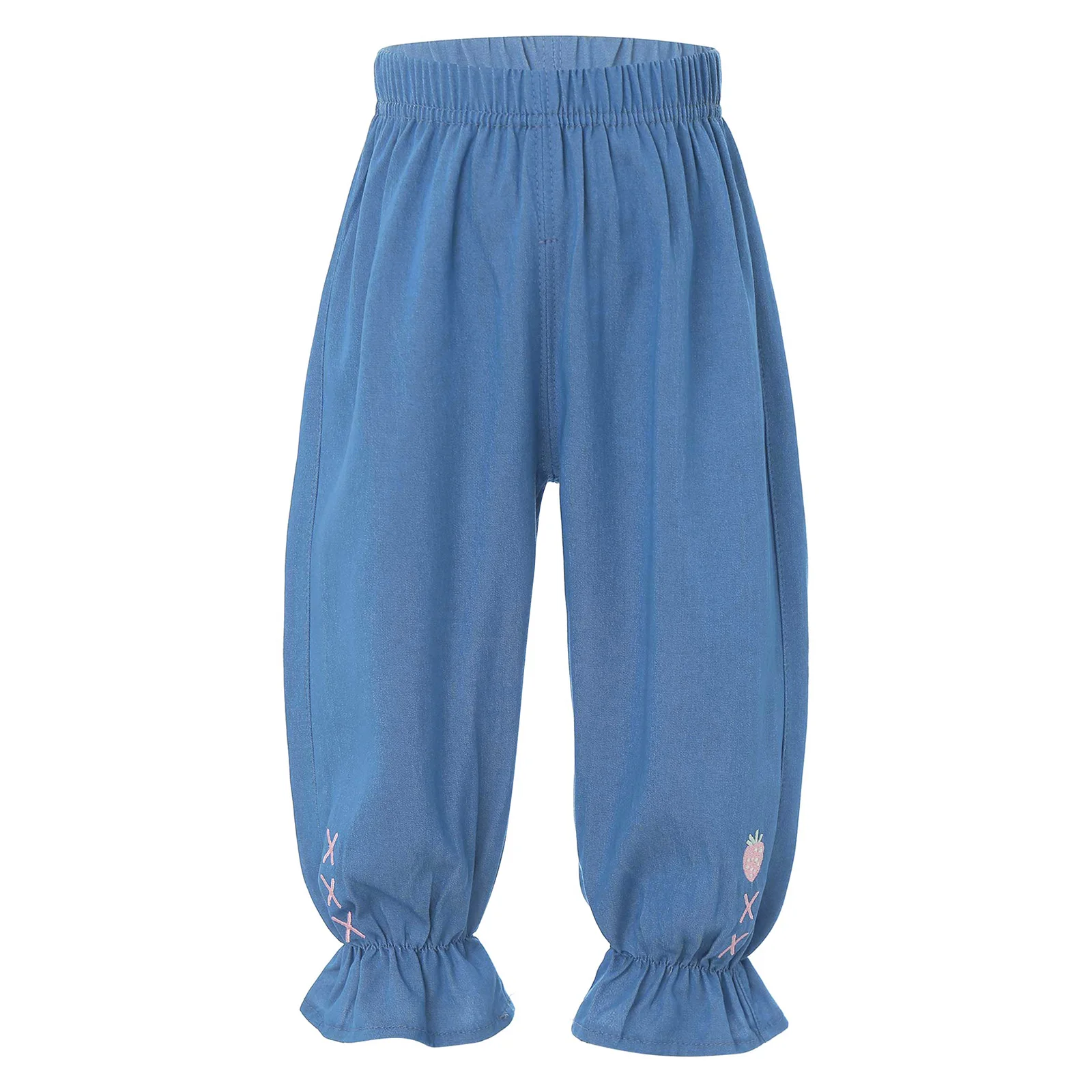 Baby Girls Jean lightweight Pants Toddler Kids Strawberry Embroidery Pant Summer Children's Thin Trousers Clothing Casual