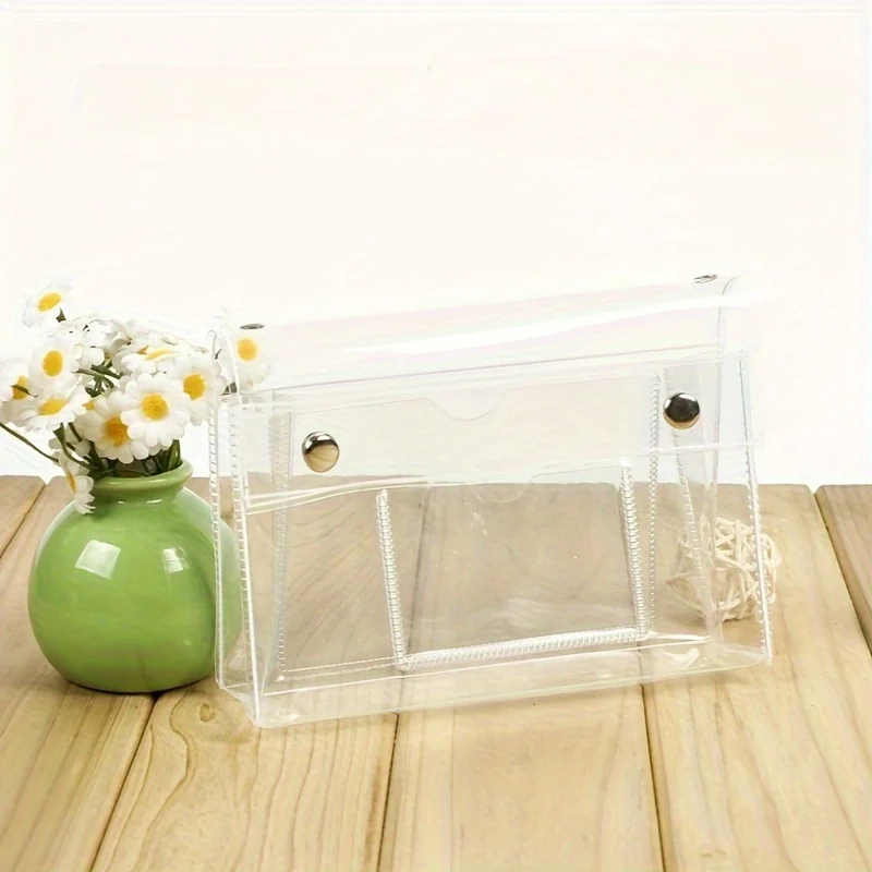 1pc PVC Transparent Cosmetic Bag, 4-Layer Travel Toiletry Organizer, Makeup Storage Purse, Multi-Purpose Stationery Pencil Case