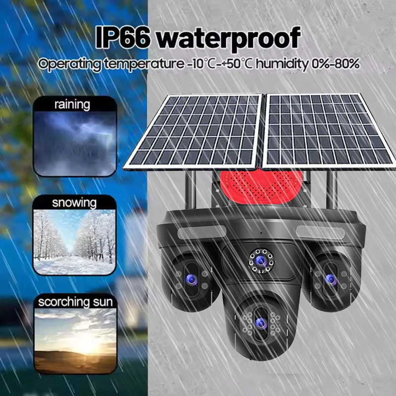 

ShooCam Ptz Outdoor 20MP HD Home Security Solar Camera IP66 Four Lens Four Screen AOV 24/7 Real-time Online 4G Solar Camera