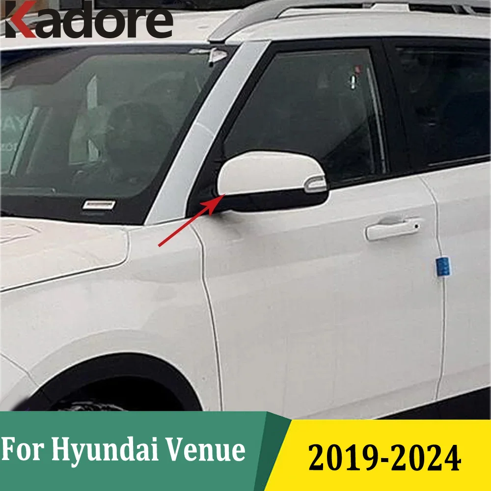 For Hyundai Venue 2019-2021 2022 2023 2024 Chrome Rearview Side Door Mirrors Cover Trim Car styling Auto Exterior Accessories